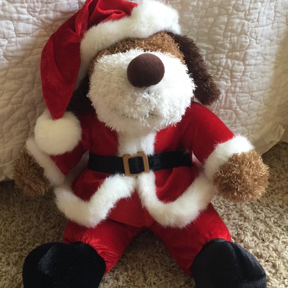 Santa Claus dog stuffed animal